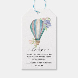 Blue Floral Hot Air Ballon Babydusche Danke Geschenkanhänger