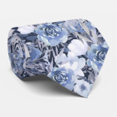 Blue Floral Hütte Garden Neck Tie Krawatte (Gerollt)
