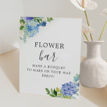 Blue Floral Hydrangea Blume Bar Sockelschild<br><div class="desc">Blue Floral Hydrangea Blume Bar Sign</div>