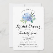 Blue Floral Hydrangea Bridal Dusche Einladung (Vorderseite)