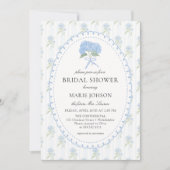 Blue Floral Hydrangea Bridal Shower Invitation Einladung (Vorderseite)