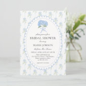 Blue Floral Hydrangea Bridal Shower Invitation Einladung (Stehend Vorderseite)
