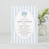 Blue Floral Hydrangea Bridal Shower Invitation Einladung (Stehend Vorderseite)