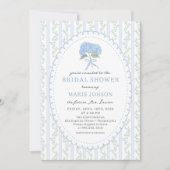 Blue Floral Hydrangea Bridal Shower Invitation Einladung (Vorderseite)