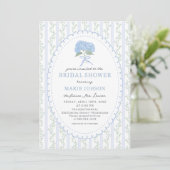 Blue Floral Hydrangea Bridal Shower Invitation Einladung (Stehend Vorderseite)