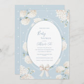 Blue Floral Hydrangea Elegant Baby Shower Einladung (Vorne/Hinten)