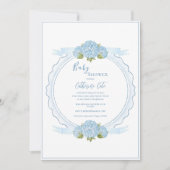 Blue Floral Hydrangea Elegant Baby Shower  Einladung (Vorderseite)