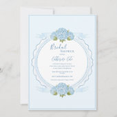 Blue Floral Hydrangea Elegant Bridal Shower  Einladung (Vorderseite)