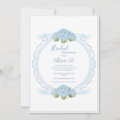 Blue Floral Hydrangea Elegant Bridal Shower  Einladung (Vorderseite)