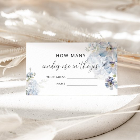 Blue floral Hydrangea erraten, wie viele Bonbons Begleitkarte
