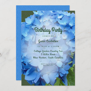 Blue Floral Hydrangea Geburtstagsparty Einladung