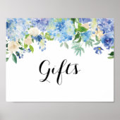 Blue Floral Hydrangea Geschenkgutschein Poster (Vorne)