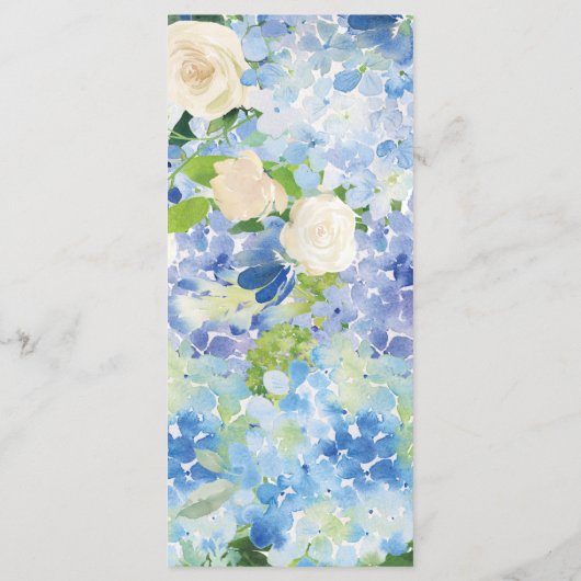 Blue Floral Hydrangea Menü Cards Menükarte (Rückseite)