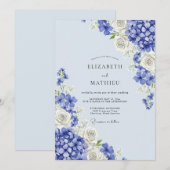Blue Floral Hydrangea Romance Wedding Einladung (Vorne/Hinten)