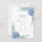 Blue Floral Hydrangea RSVP Card Karte (Vorderseite)