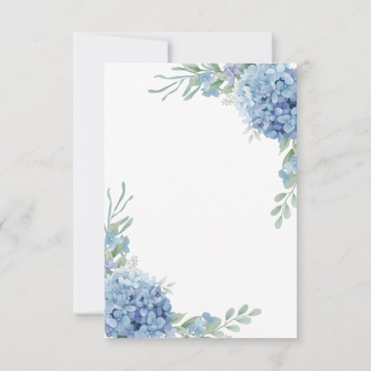 Blue Floral Hydrangea RSVP Card Karte (Rückseite)