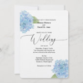 Blue Floral Hydrangea Wedding Einladung Design (Vorderseite)