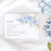 Blue Floral Hydrangea Wedding RSVP Card