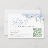 Blue Floral Hydrangea Wedding RSVP Card Karte (Vorderseite)