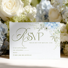 Blue Floral Hydrangea Wedding RSVP Card Karte