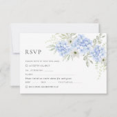 Blue Floral Hydrangea Wedding RSVP Card Karte (Vorderseite)