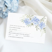 Blue Floral Hydrangea Wedding RSVP Karte