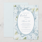 Blue Floral Hydrangeas Whimsical Bridal Einladung (Vorne/Hinten)