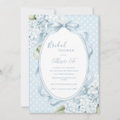 Blue Floral Hydrangeas Whimsical Bridal Shower  Einladung (Vorderseite)