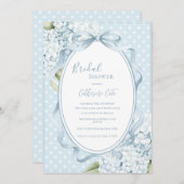Blue Floral Hydrangeas Whimsical Bridal Shower  Einladung (Vorne/Hinten)