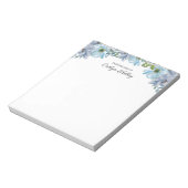 Blue Floral II vom Schreibtisch aus, Personalisier Notizblock (Rotiert)