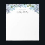 Blue Floral II vom Schreibtisch aus, Personalisier Notizblock<br><div class="desc">Dieses schöne Notizblock verfügt über Aquarellfarben-Blume in Blautönen und Ihre Personalisierung. Fügen Sie den Text mithilfe des Vorlagenformulars hinzu.</div>