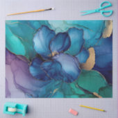 Blue Floral in Alcohol Ink Series Design #36 Seidenpapier (Basteln)