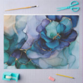 Blue Floral in Alcohol Ink Series Design #9 Seidenpapier (Basteln)