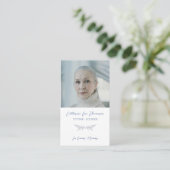 Blue Floral In Loving Memory Photo Prayer Card Visitenkarte (Stehend Vorderseite)