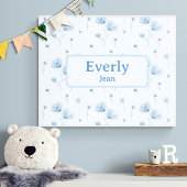 Blue Floral Individuelle Name Dekoration Baby Kind