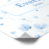 Blue Floral Individuelle Name Dekoration Baby Kind (Ecke)