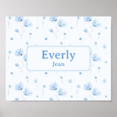 Blue Floral Individuelle Name Dekoration Baby Kind (Vorne)