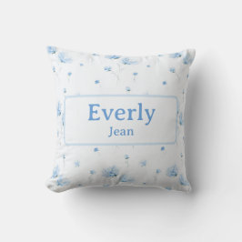 Blue Floral Individuelle Name Dekoration Baby Kind Kissen