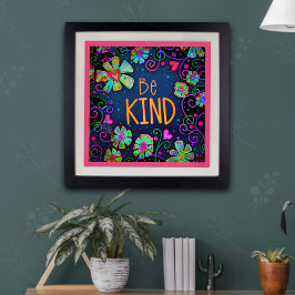 Blue Floral Inspiration"Be Kind" Schule Poster