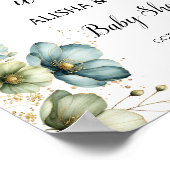 Blue Floral "It's a Boy" Kinderdusche Begrüßungsze Poster (Ecke)