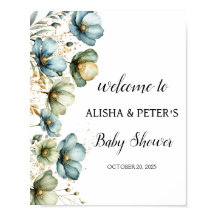 Blue Floral "It's a Boy" Kinderdusche Begrüßungsze