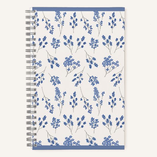 Blue Floral Journal – Elegant Botanical Notebook Notizblock (Vorderseite)