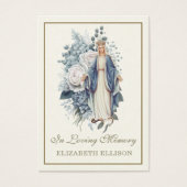 Blue Floral Jungfrau Mary Beerdigung Prayer Card (Vorderseite)