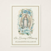 Blue Floral Jungfrau Mary Beerdigung Prayer Card (Vorderseite)