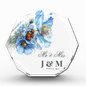 Blue Floral Keepsake Newlyweds Gift Bride  Groom  Fotoblock (Vorderseite)