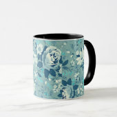 Blue Floral Keramik Tasse (VorderseiteRechts)