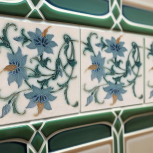 Blue Floral Keramik Tile von Lewis F Day Pilkingto Fliese
