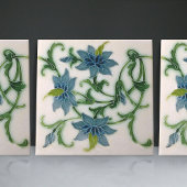 Blue Floral Keramik Tile von Lewis F Day Pilkingto Fliese