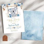 Blue Floral Koala Australian Animal Baby Show Einladung