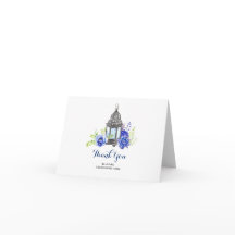 Blue Floral Lantern Wedding Vielen Dank
